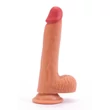 Kép 5/8 - Lovetoy - 8&quot; Dual-Layered Silicone Cock - rögzíthető, élethű, herés dildó (20,5cm) - natúr