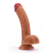 Kép 6/8 - Lovetoy - 8&quot; Dual-Layered Silicone Cock - rögzíthető, élethű, herés dildó (20,3cm) - barna