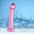 Kép 1/4 - Lovetoy - 7,5&quot; Glass Romance - temperálható, ívelt üveg dildó (18cm) - pink