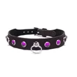 Kép 3/4 - Devil Sticks - Octane Crystal Collar Hot Pink - pink kristályokkal díszített bőr nyakörv (fekete)