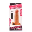 Kép 1/8 - Lovetoy - Pleasure X-Tender Vibrating Penis Sleeve #1 - élethű, vibrációs péniszköpeny heregyűrűvel és csiklóizgatóval (17,5cm) - natúr