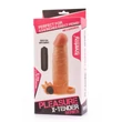 Kép 5/8 - Lovetoy - Pleasure X-Tender Vibrating Penis Sleeve #1 - élethű, vibrációs péniszköpeny heregyűrűvel és csiklóizgatóval (17,5cm) - natúr