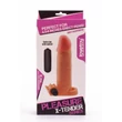 Kép 5/6 - Lovetoy - Pleasure X-Tender Vibrating Penis Sleeve #2 - élethű, vibrációs péniszköpeny heregyűrűvel és csiklóizgatóval (17,5cm) - natúr
