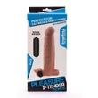 Kép 6/7 - Lovetoy - Pleasure X-Tender Vibrating Penis Sleeve #4 - élethű, vibrációs péniszköpeny heregyűrűvel és csiklóizgatóval (19cm) - natúr