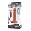 Kép 2/6 - Lovetoy - Pleasure X-Tender Vibrating Penis Sleeve #6 - élethű, vibrációs péniszköpeny heregyűrűvel és csiklóizgatóval (20,8cm) - natúr