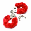 Kép 2/2 - Rimba - Police Handcuffs with Soft Red Fur - fém bilincs plüssel (piros)