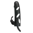 Kép 4/8 - Pretty Love - Penis Sleeve With Ball Strap - vibrációs péniszköpeny nyuszifüles csiklóigatóval és heregyűrűvel (fekete)