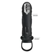 Kép 7/8 - Pretty Love - Penis Sleeve With Ball Strap - vibrációs péniszköpeny nyuszifüles csiklóigatóval és heregyűrűvel (fekete)