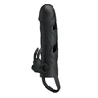 Kép 8/8 - Pretty Love - Penis Sleeve With Ball Strap - vibrációs péniszköpeny nyuszifüles csiklóigatóval és heregyűrűvel (fekete)