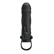 Kép 5/7 - Pretty Love - Penis Sleeve With Ball Strap - vibrációs péniszköpeny nyuszifüles csiklóigatóval és heregyűrűvel (fekete)
