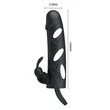 Kép 1/8 - Pretty Love - Penis Sleeve With Ball Strap - vibrációs péniszköpeny nyuszifüles csiklóigatóval és heregyűrűvel (fekete)