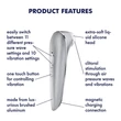 Kép 7/7 - Satisfyer - Luxury High Fashion - prémium, léghullámos csiklóizgató (USB) - ezüst