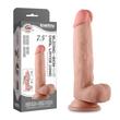Lovetoy - 8" Sliding-Skin Dual Layer Dong - rögzíthető, herés, élethű dildó (20cm) - natúr