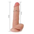 Lovetoy - 8" Sliding-Skin Dual Layer Dong - rögzíthető, herés, élethű dildó (20cm) - natúr