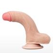 Lovetoy - 7" Sliding-Skin Dual Layer Dong - rögzíthető, herés, élethű dildó (17,5cm) - natúr