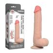 Lovetoy - 9&quot; Sliding-Skin Dual Layer Dong - rögzíthető, herés, élethű dildó (23cm) - natúr