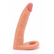 Kép 5/6 - Lovetoy - 7" The Ultra Soft Double #3 - felcsatolható, élethű dildó péniszgyűrűvel (17,8cm) - natúr