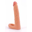 Kép 6/6 - Lovetoy - 7" The Ultra Soft Double #3 - felcsatolható, élethű dildó péniszgyűrűvel (17,8cm) - natúr