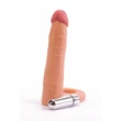 Kép 4/6 - Lovetoy - 6,25" The Ultra Soft Double-Vibrating #2 - felcsatolható, élethű, vibrációs dildó péniszgyűrűvel (15,8cm) - natúr