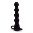Kép 2/8 - Lovetoy - Vibrating Rock Balled Double Prober - 5 szems, felcsatolható, vibrációs análdildó pénisz és heregyűrűvel fekete)
