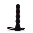 Kép 6/8 - Lovetoy - Vibrating Rock Balled Double Prober - 5 szems, felcsatolható, vibrációs análdildó pénisz és heregyűrűvel fekete)