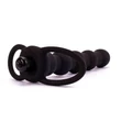 Kép 7/8 - Lovetoy - Vibrating Rock Balled Double Prober - 5 szems, felcsatolható, vibrációs análdildó pénisz és heregyűrűvel fekete)