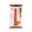 Kép 7/7 - X-Men - Double Layer Silicon Dildo 7,6&quot; - rögzíthető, élethű, herés dildó (19,3cm) - barna