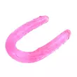 Kép 2/2 - HI-Basic - Jelly Flexible Double Dong - duplavégű, élethű dildó (pink)