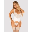 Kép 1/4 - Obsessive - Amor Blanco underwire corset &amp; thong - fűzős, csipke body és tanga szett (S/M) - fehér