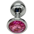 Kép 6/7 - Power Escorts - Diamond King Butt Plug - pink gyémántos fém análdugó (M) - ezüst