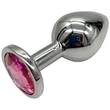 Kép 7/7 - Power Escorts - Diamond King Butt Plug - pink gyémántos fém análdugó (M) - ezüst