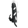 Kép 5/8 - Pretty Love - Penis Sleeve With Ball Strap - vibrációs péniszköpeny nyuszifüles csiklóigatóval és heregyűrűvel (fekete)