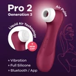 Kép 6/6 - Satisfyer - Pro 2 Generation 3 with Liquid Air - prémium, websmart léghullámos csiklóizgató és masszírozó (USB) - bordő