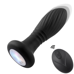 B - Series Cute - Lighting Anal Plug - Up&amp;Down funkciós, wireless, világító análdugó (USB) - fekete