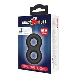 Crazy Bull - Super Soft Silicone - vastag, szilkon pénisz és heregyűrű (fekete)