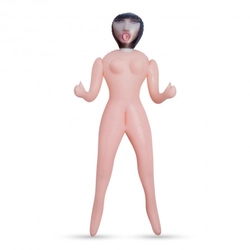 Crushious - Nicole Enfermera Inflatable Doll with Stroker - felfújható guminő behelyezhető maszturbátorral és 3 nyílással (natúr)