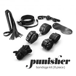 Crushious - Punisher 8 Piece Bondage Kit - prémium BDSM kötöző szett (8db/cs) - fekete