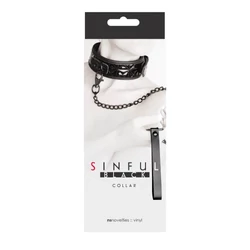 NS Toys - Sinful Collar Black - diszített nyakörv pórázzal (fekete)