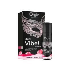 Orgie - Dual Vibe! Kissable Liquid Vibrating Strawberry Gin And Tonic - prémium, ízesített folyékony vibrátor (15ml)