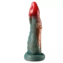 Passion Labs - Dildo Chinese Dragon cu Ventuza - sárkány alakú, rögzíthető dildó (19cm) - zöld/piros