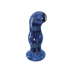 ToyJoy - The Gleaming Glass Buttplug - 5+5 funkciós, rögzíthető üveg anális izgató (USB) - kék