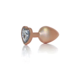 B - Series HeavyFun - Jewellery Pearl Gold Heart Plug - szív alakú, áttetsző kristályos, nagy méretű análdugó (L) - arany