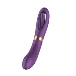 B-Series Joy - Flicking Dual G-Spot Vibrator - 10 funkciós, duplavégű nyaló és G-pont vibrátor (USB) - lila