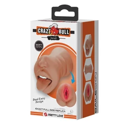 Crazy Bull - Sarah - élethű maszturbátor dupla végződéssel (száj/vagina) - barna