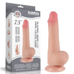 Lovetoy - 7.5&quot; Sliding Skin Dual Layer Dong Flesh II - rögzíthető, herés, élethű dildó (18,3cm) - testszínű