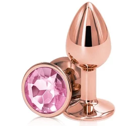 Passion Labs - Anal Plug Charm Small - kis méretű, fém análdugó pink kristállyal (rose gold)