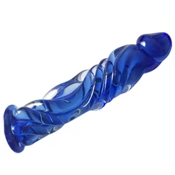 Passion Labs - Real Tip Dildo - temperálható, élethű, üvegdildó - (16cm) - kék