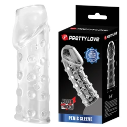 Pretty Love - Penis Sleeve - élethű, rücskös, nyitott péniszköpeny (áttetsző)