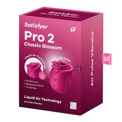 Satisfyer - Pro 2 Classic Blossom - 11 funkciós, léghullámos csiklóizgató rózsa-vibrátor és masszírozó (USB) - piros