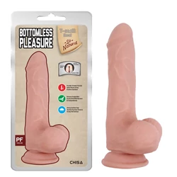 T-skin Real - Bottomless Pleasure - rögzíthető, herés, élethű dildó (20cm) - testszínű